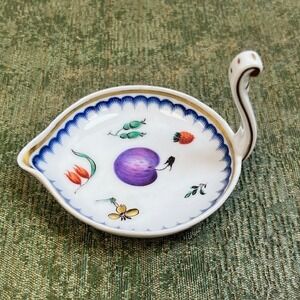 Richard Ginori Italian Fruit Porcelain Leaf Trinket Dish Gold Trim Italy VTG